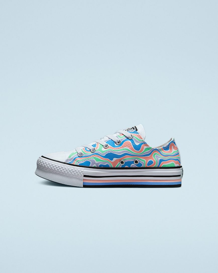 Topanky Na Platforme Converse Chuck Taylor All Star Lift Color Swirl Nizke Dievcenske Koralove Kráľovská Modrá | SK JOFIQ2